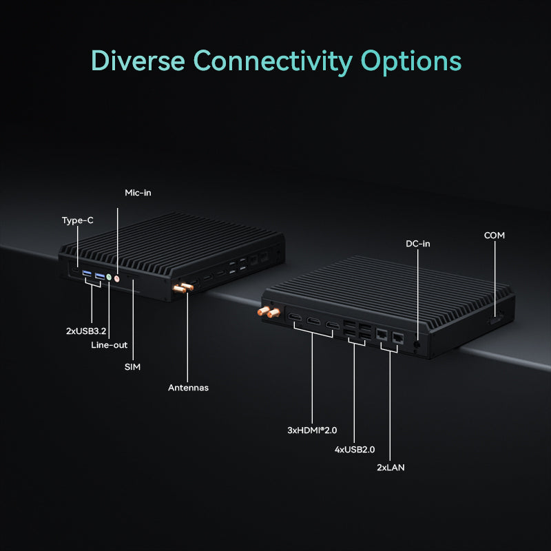 Maxtang VHEHL-30 compact embedded fanless PC I/O ports diagram with detailed interface layout
